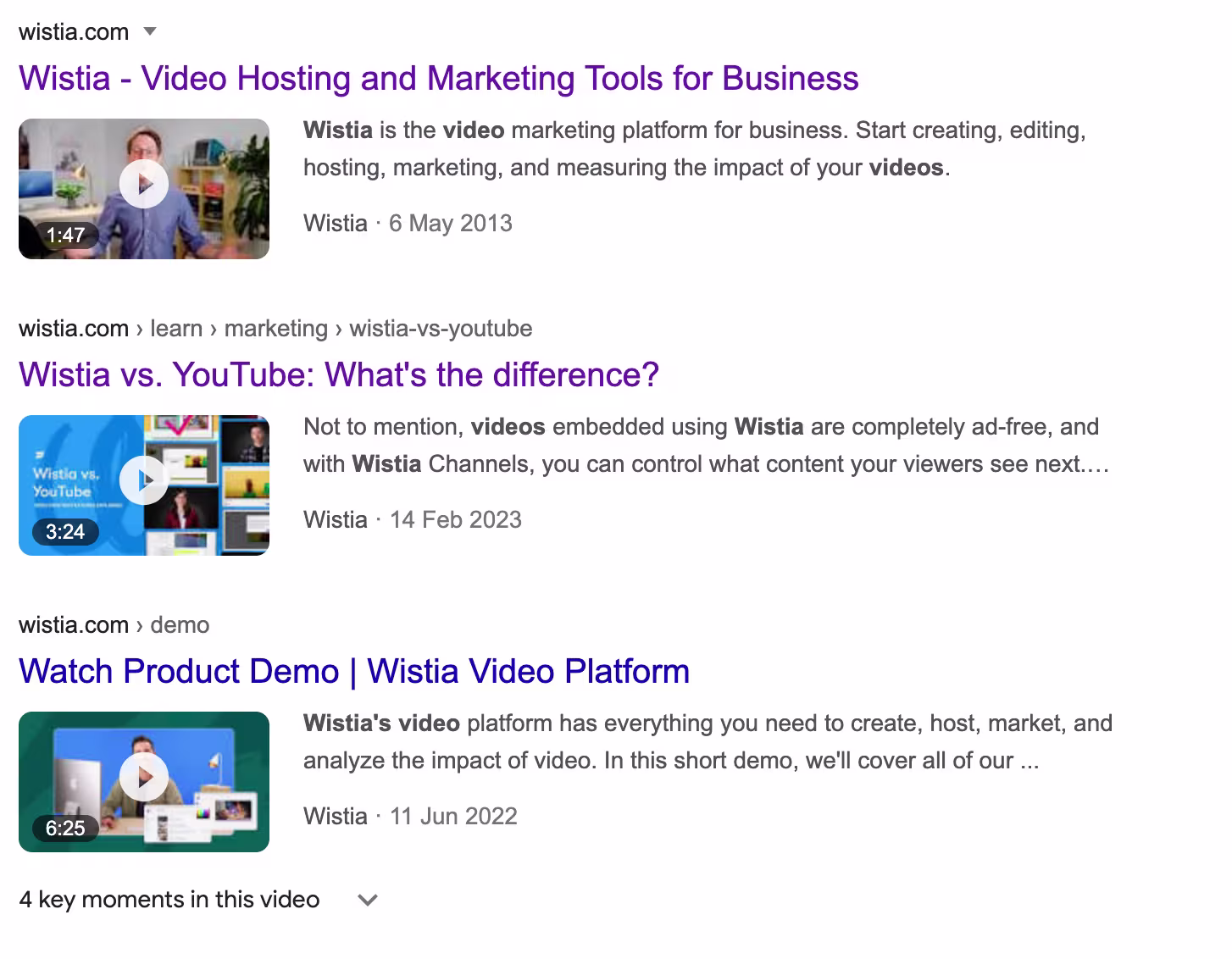 Video SEO video search results