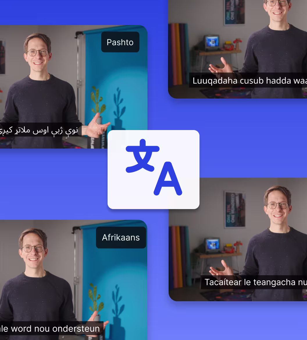 AI dubbing and translation UI with multiple languages