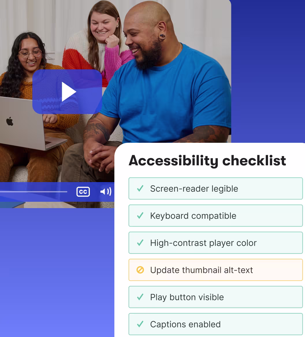 Accessibility checklist UI and people watching video together
