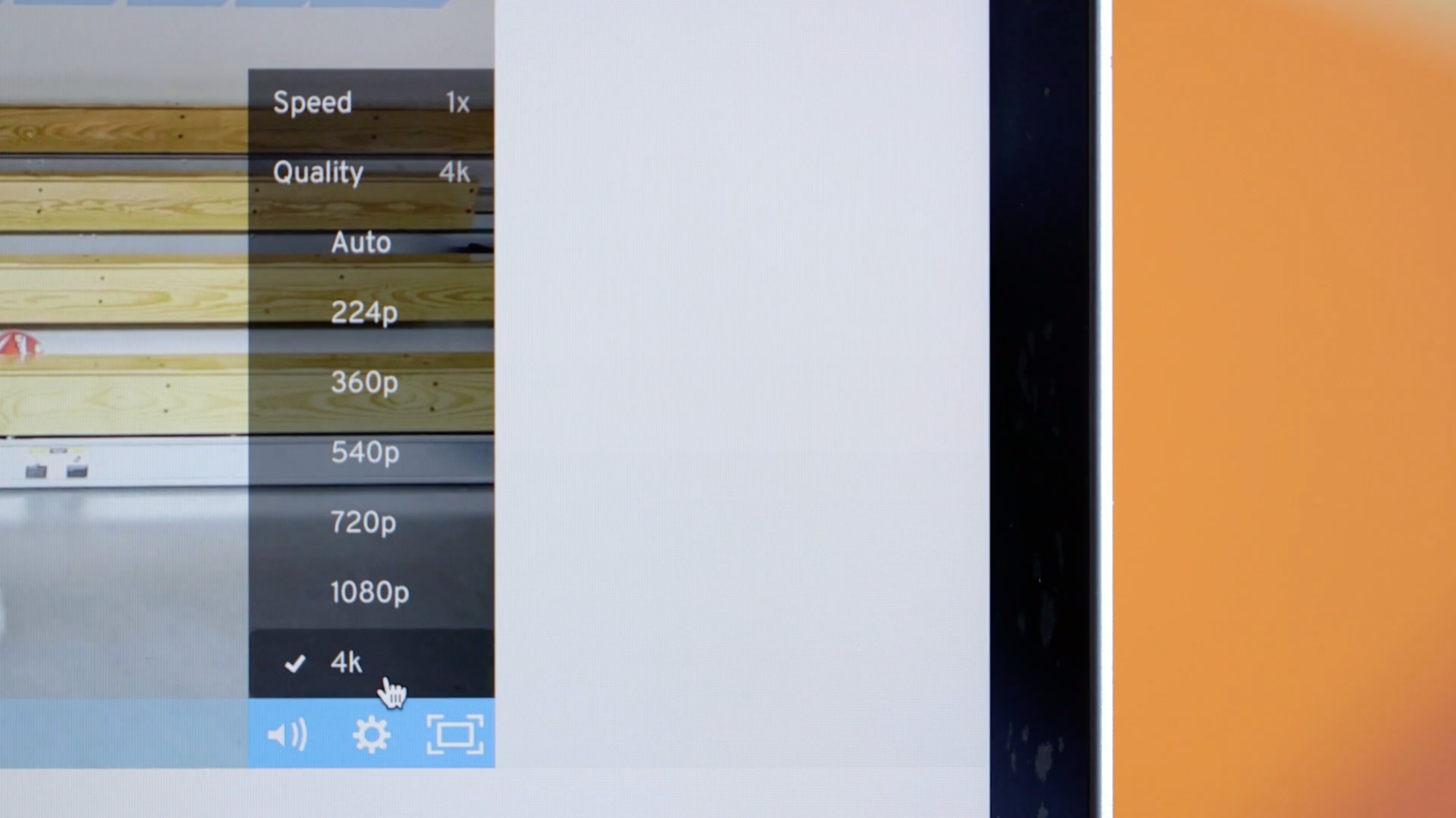 Mouse selecting 4K video