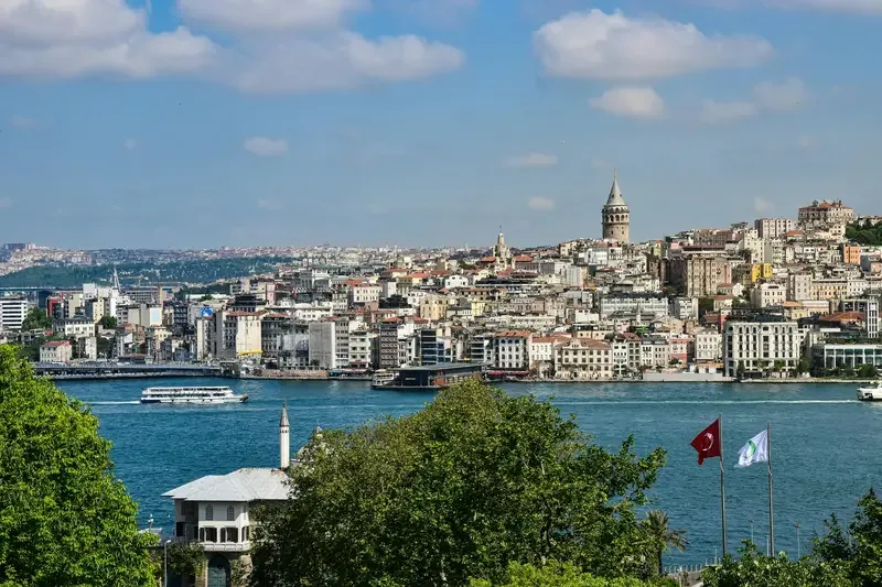 View of Istanbul with the Galata Tower, Bosphorus, and city skyline