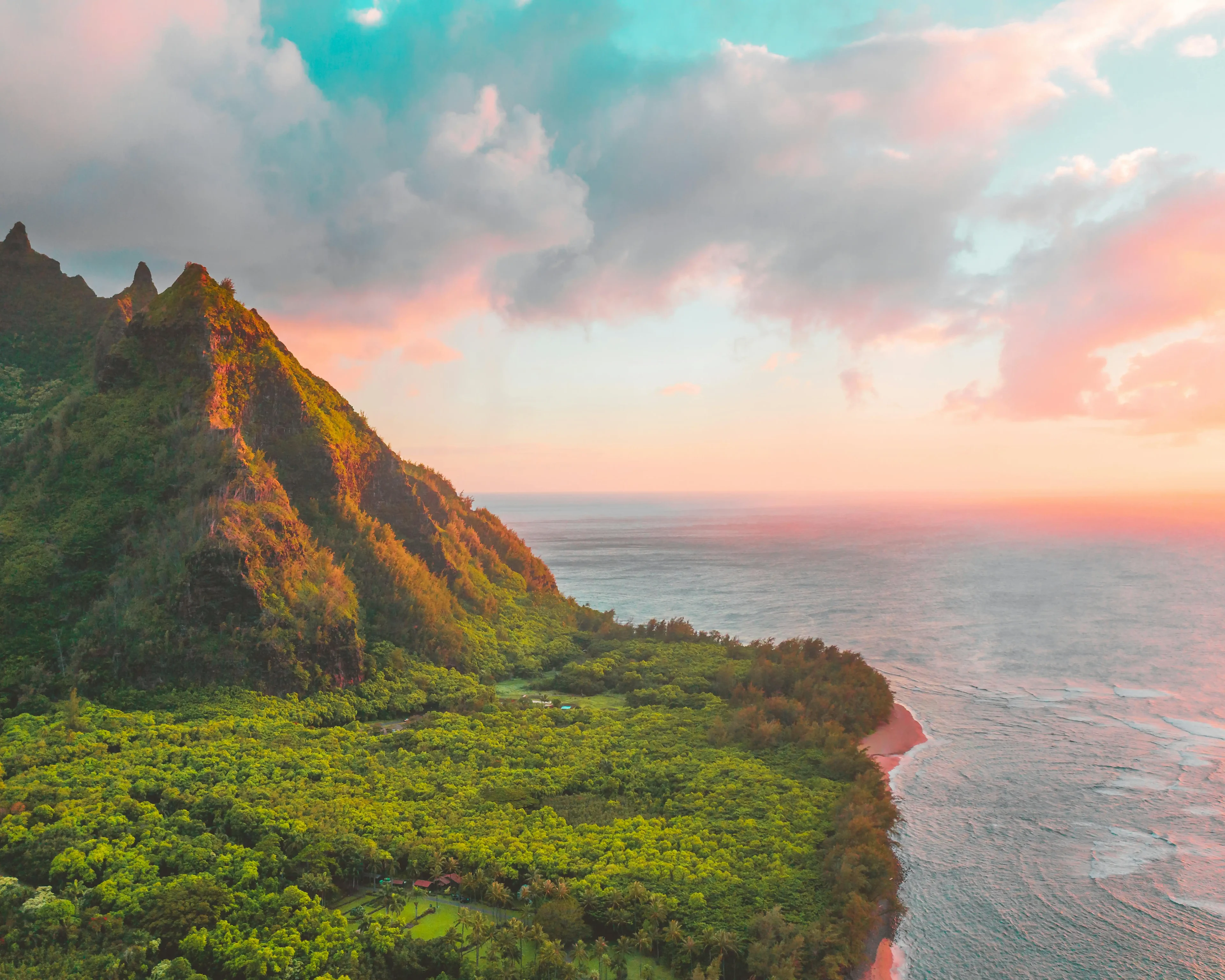 Tropic Island view at sunset