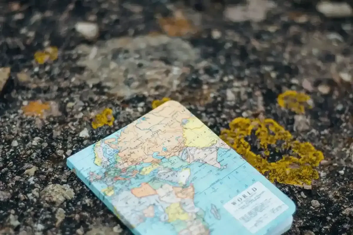 a world map on the ground