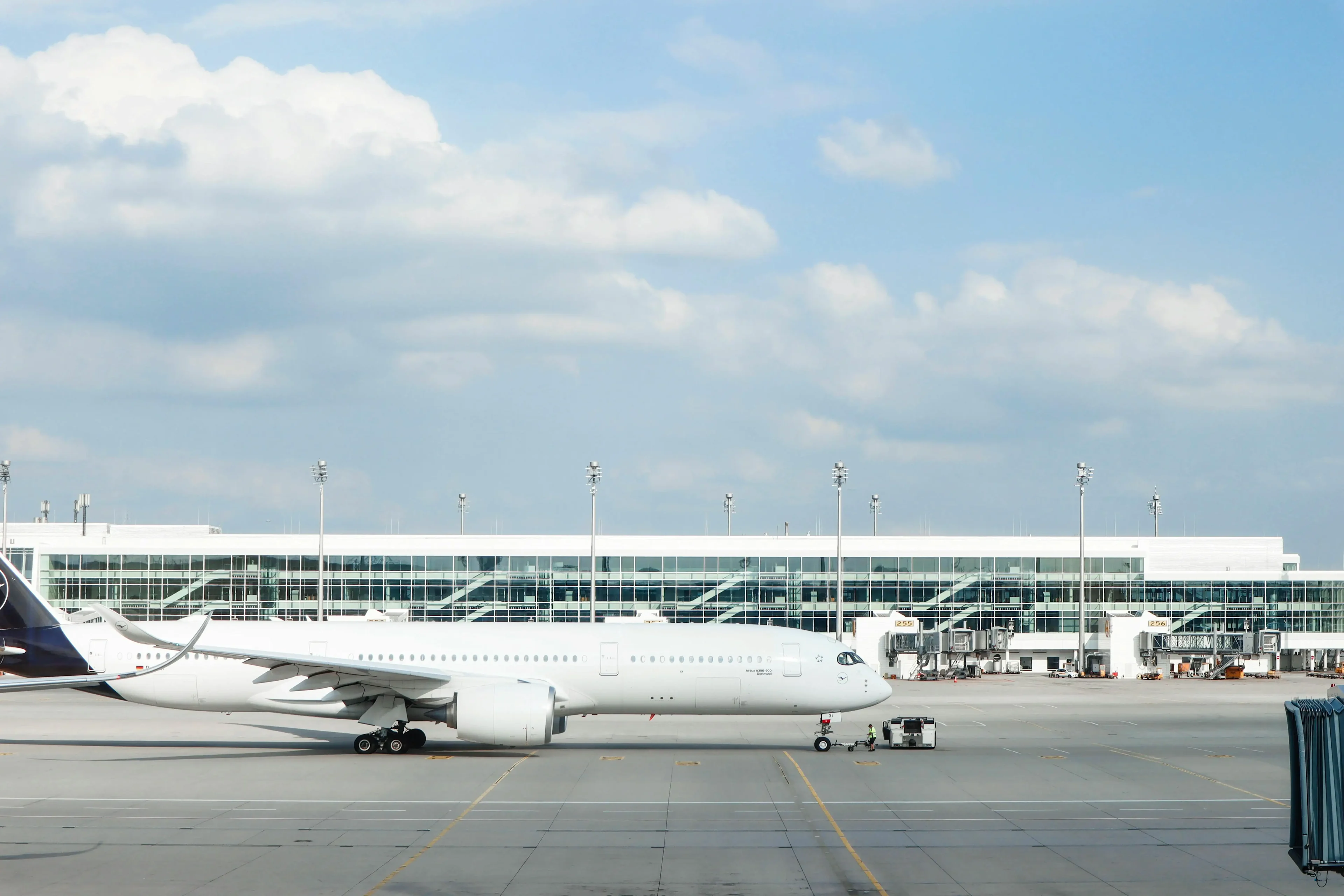 The white plane at the airport