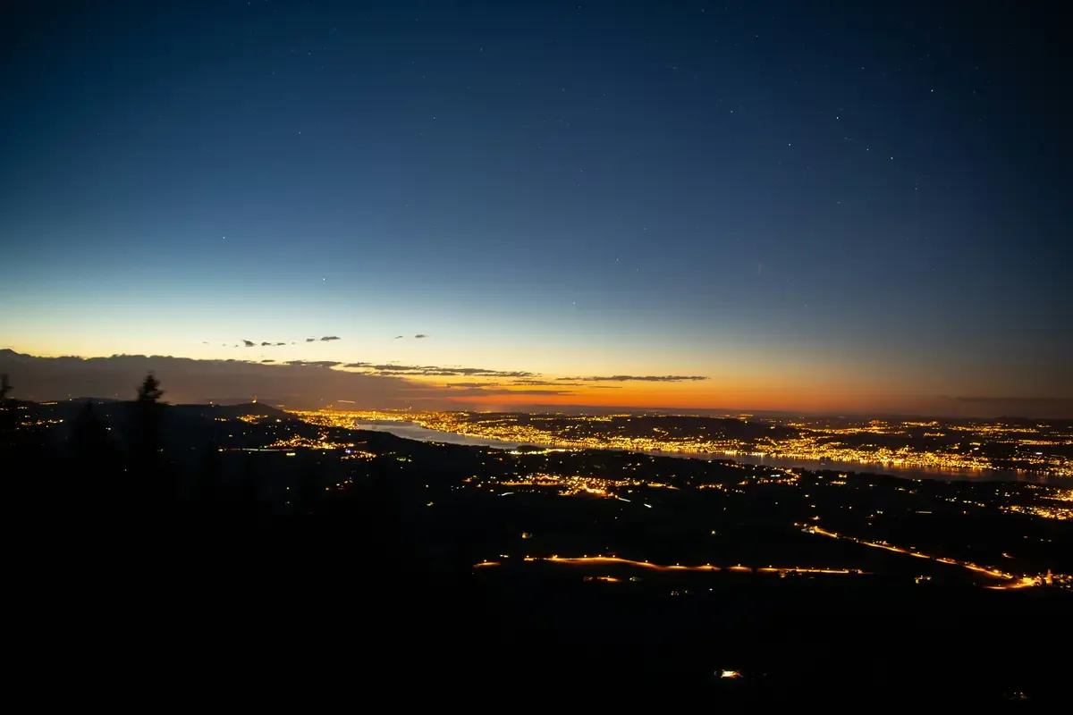 City lights at dusk