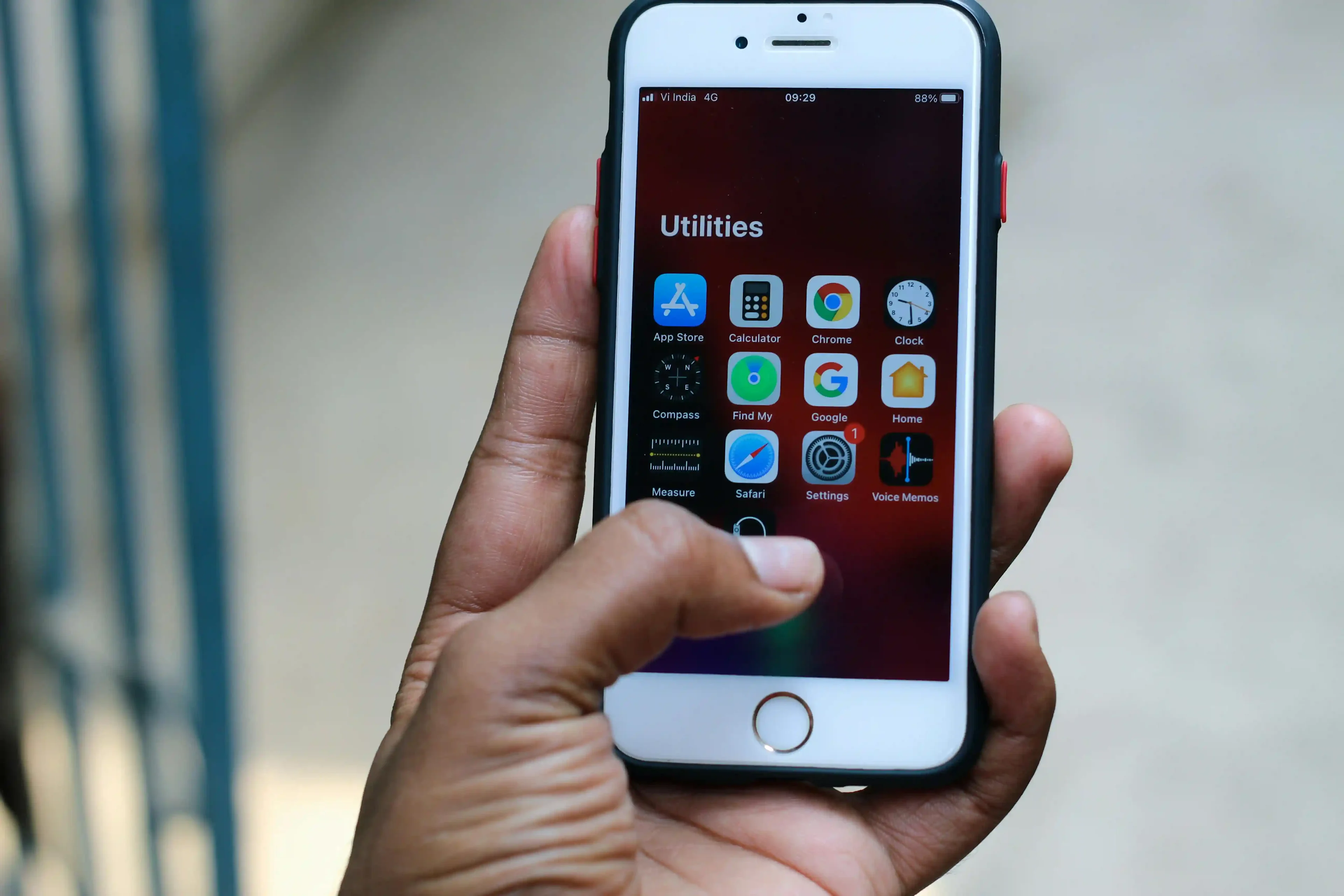 A person holding an iPhone
