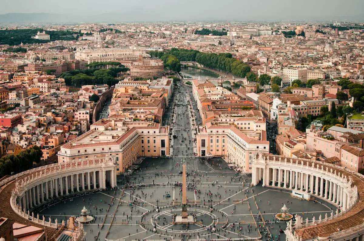 Aerial view of St. Peter’s Square in Vatican City