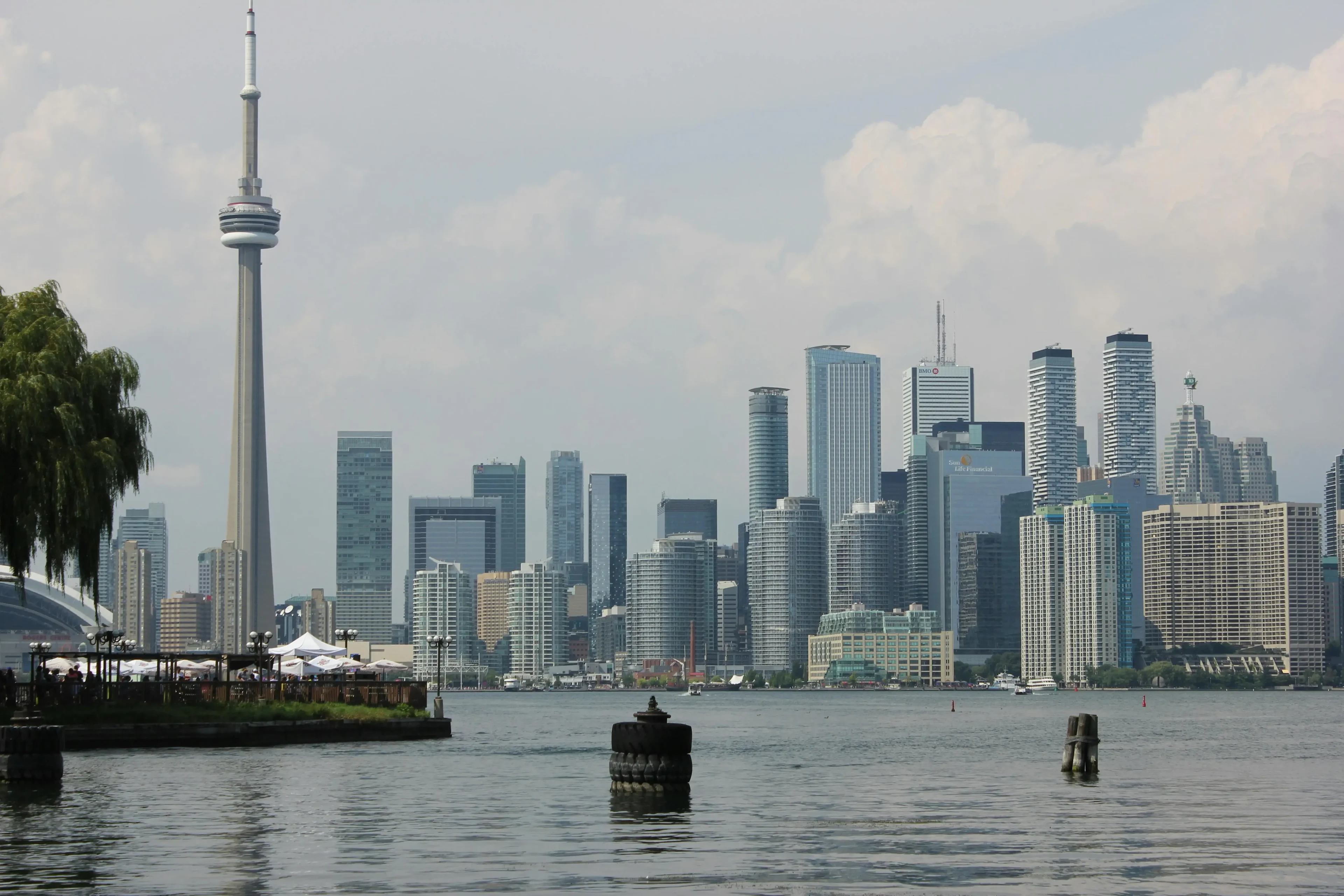 Toronto skyline with the CN Tower viewed from across the water