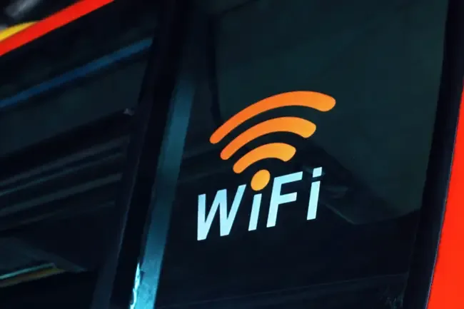 WiFi sign on a vehicle window
