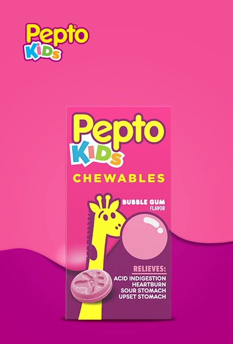 Pepto kids chewables package.