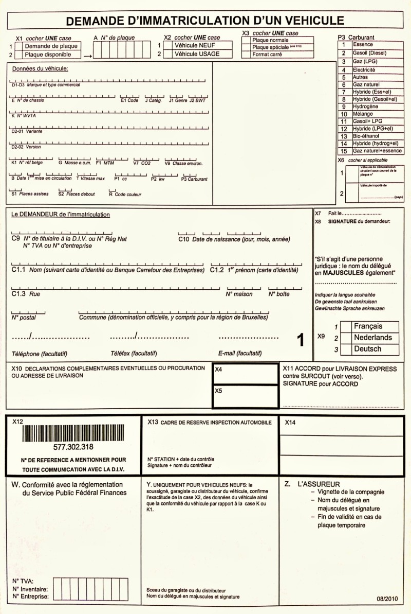 Demande Immatriculation Auto