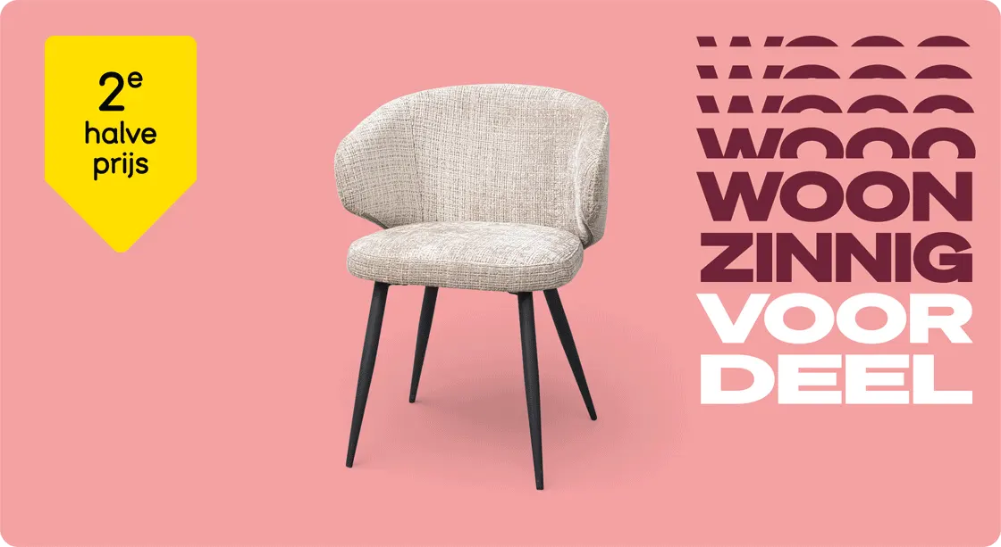 Alle eetkamerstoelen en barkukken 2e halve prijs