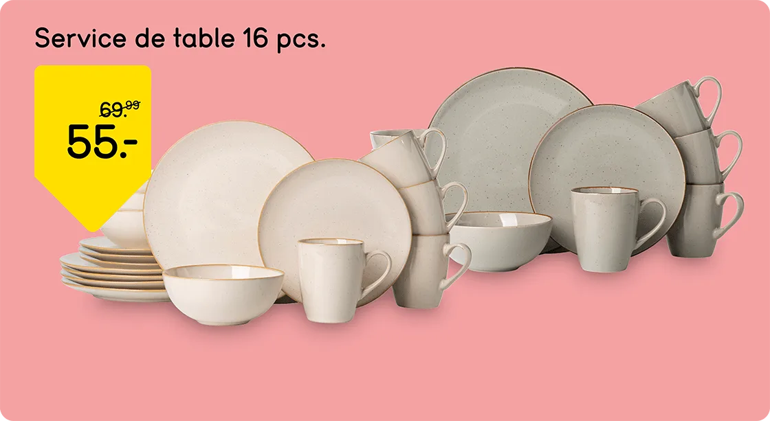 Service de table Glaze 16 pièces de 69,99 pour 55,-