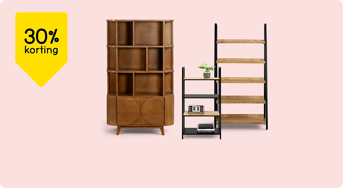 Alle boekenkasten 30% korting