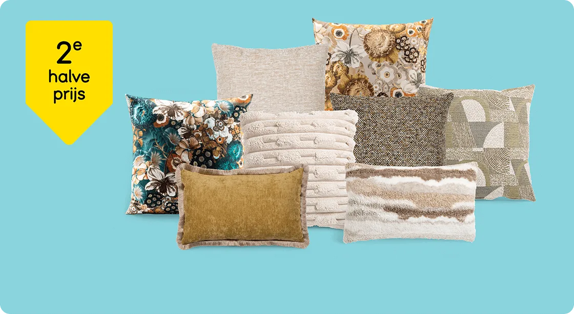 Alle sierkussens 2e halve prijs