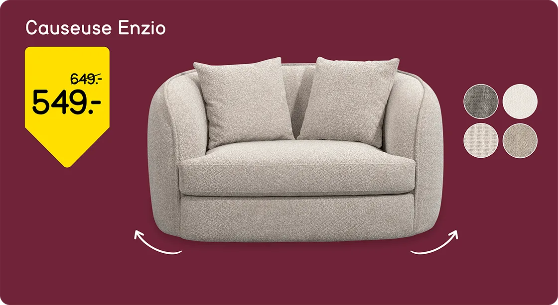 Causeuse Enzio de 649,- pour 549,-