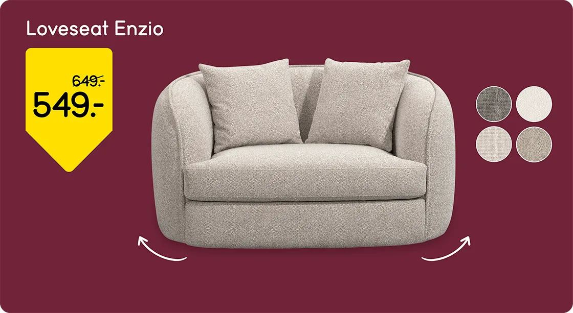 Loveseat Enzio van 649,- voor 549,-