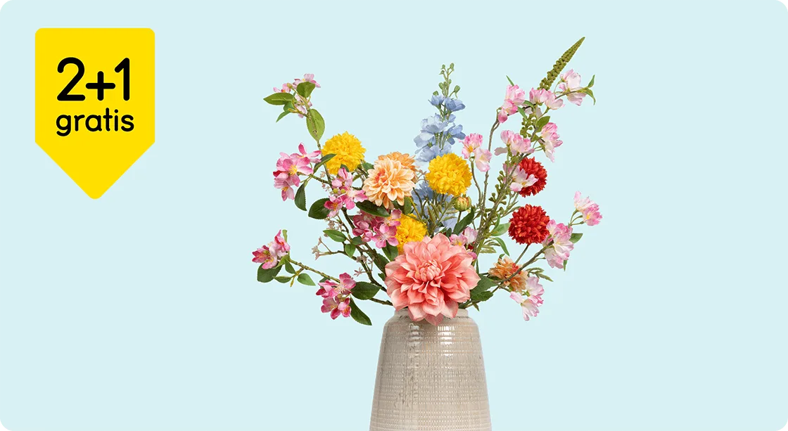 Alle kunst- en droogbloemen 2+1 gratis*