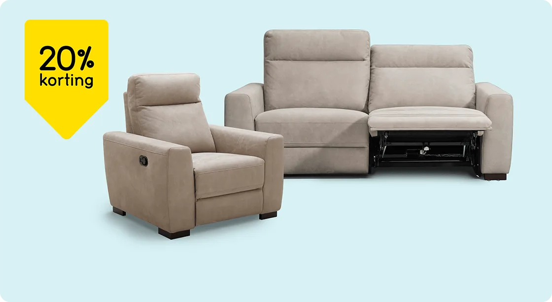 Bank en fauteuil James 20% korting
