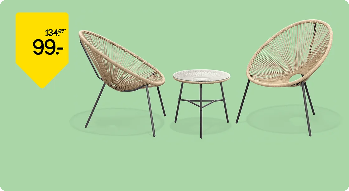 Loungeset Formentera 3-delig van 134,97 voor 99,-