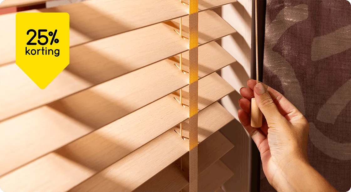 Alle Fenstr houten en aluminium jaloezieën op maat 25% korting