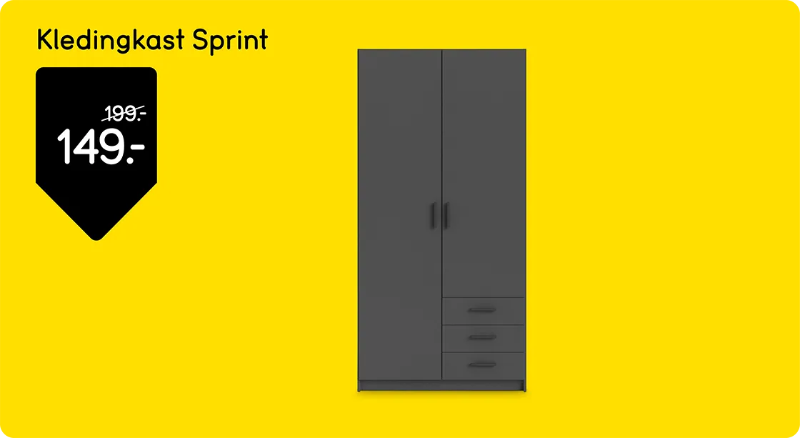 Kledingkast Sprint van 199,- voor 149,-