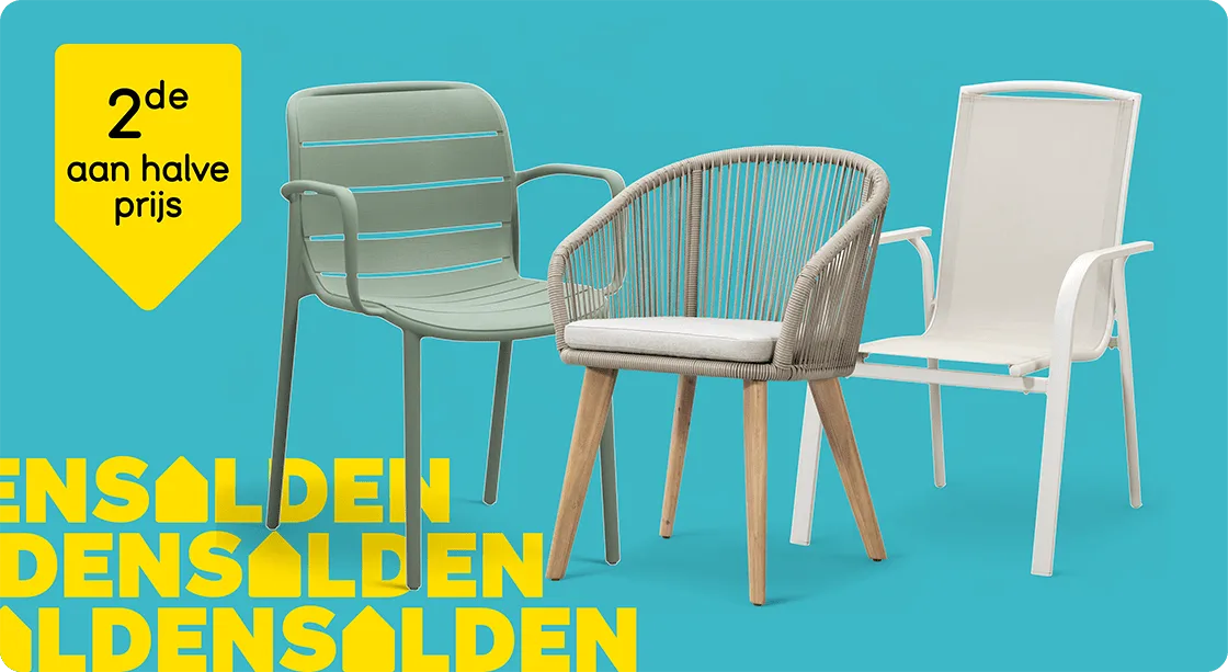 Heel veel tuinstoelen 2e halve prijs