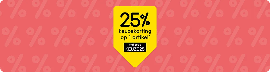 25% korting op 1 artikel naar keuze