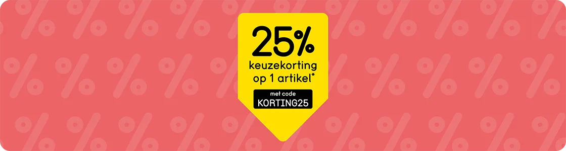 25% korting op 1 artikel naar keuze