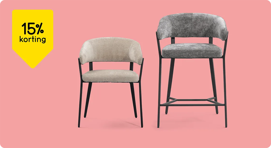Alle eetkamerstoelen en barkrukken Liv 15% korting