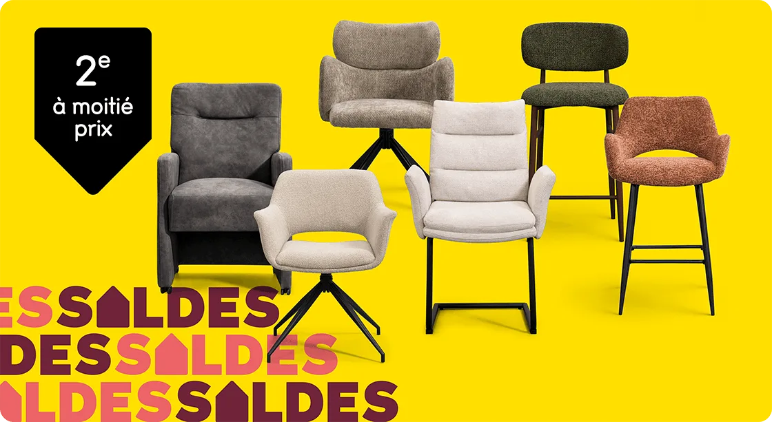 Toutes les chaises de salle à manger et tous les tabourets de bar 2e à moitié prix