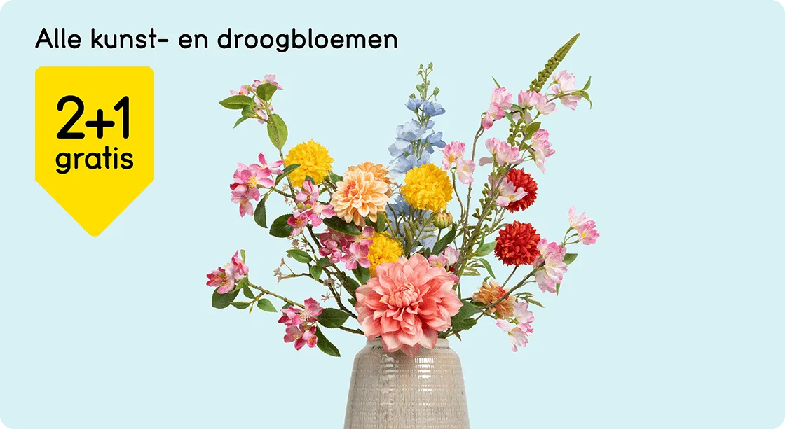 Alle kunst- en droogbloemen 2+1 gratis*