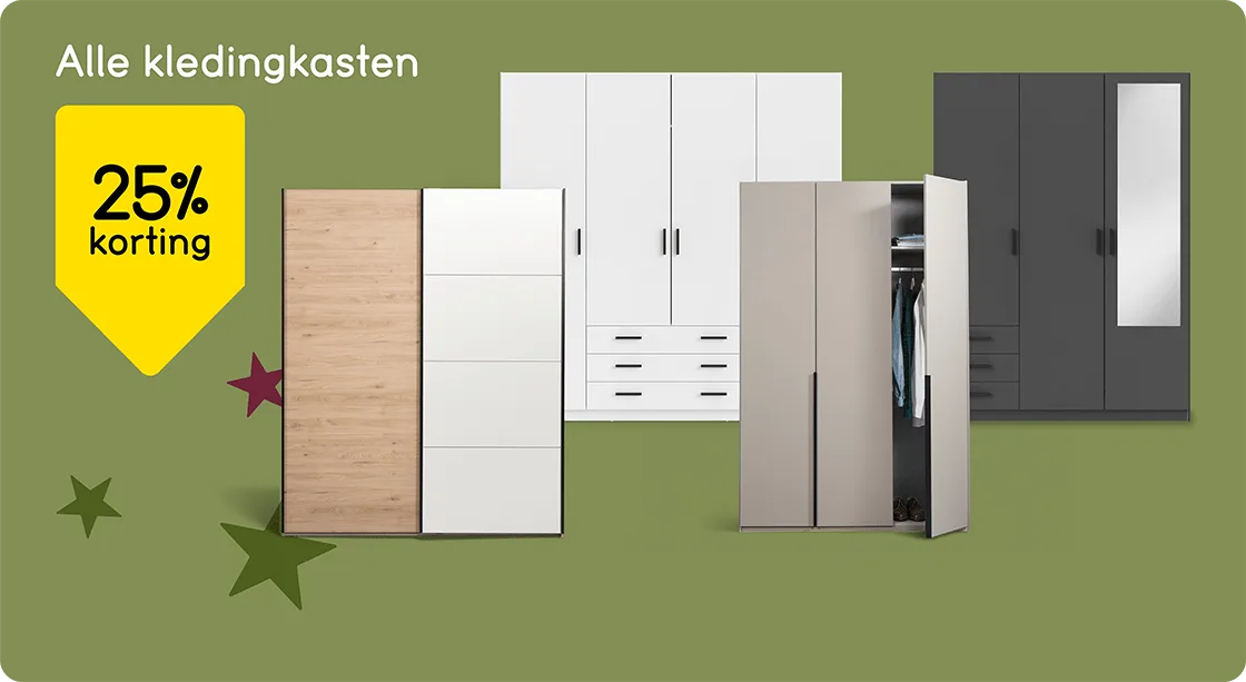 Alle kledingkasten 25% korting