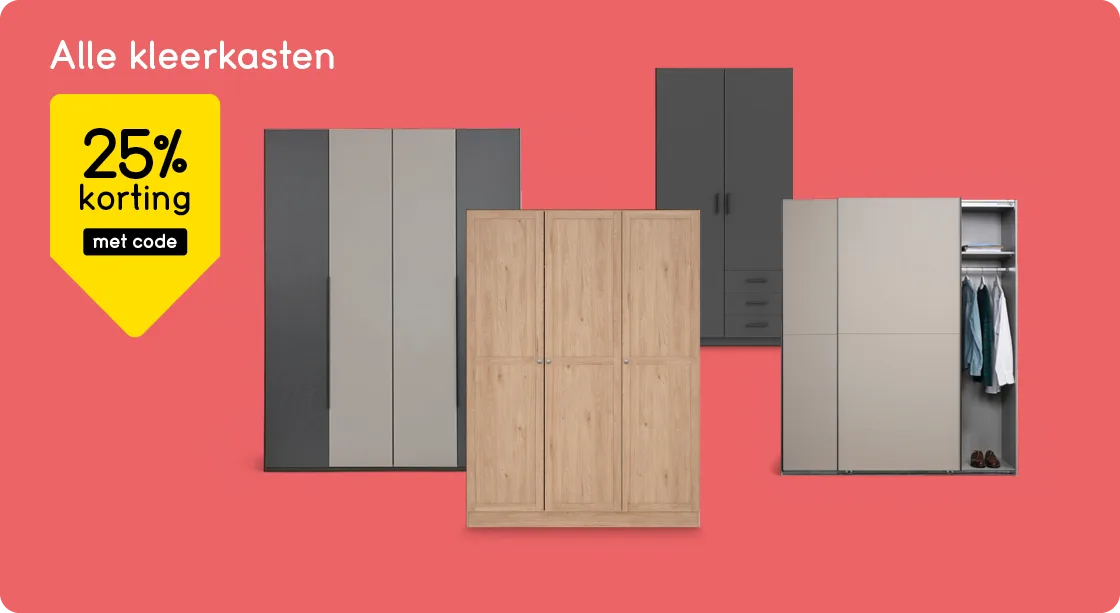 Alle kleerkasten 25% korting met code