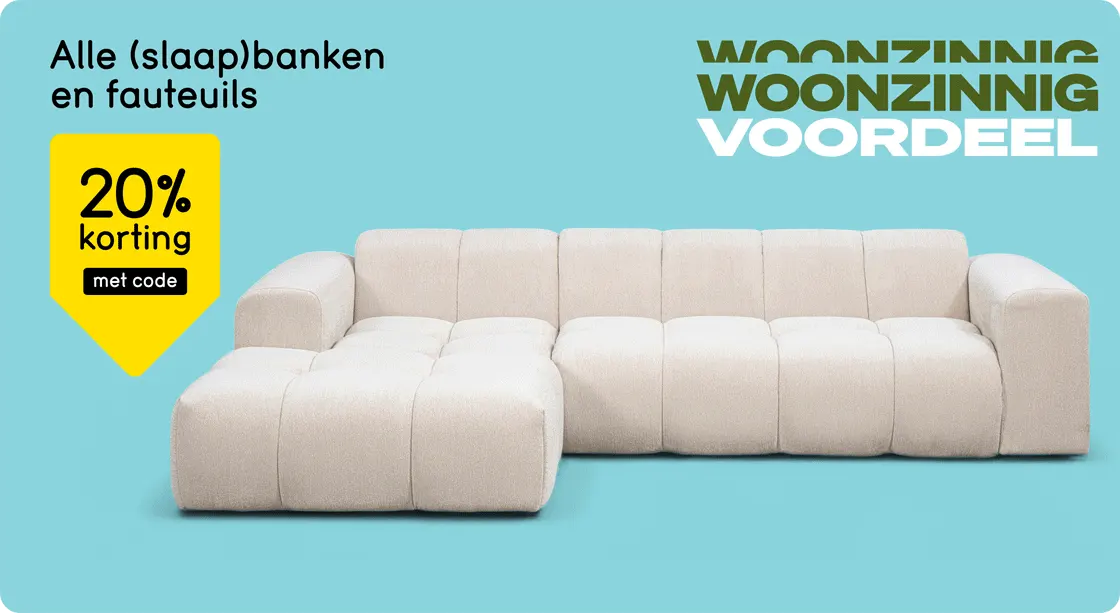 Alle (slaap)banken en fauteuils 20% korting met code
