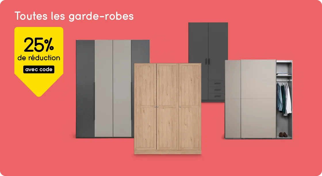 Toutes les garde-robes 25% de réduction avec code