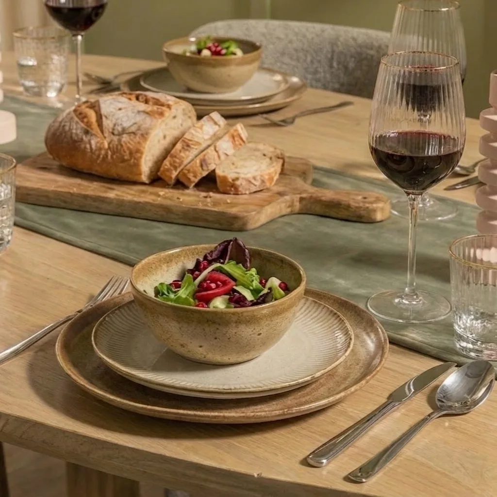 AI gedekte tafel ingezoomd servies