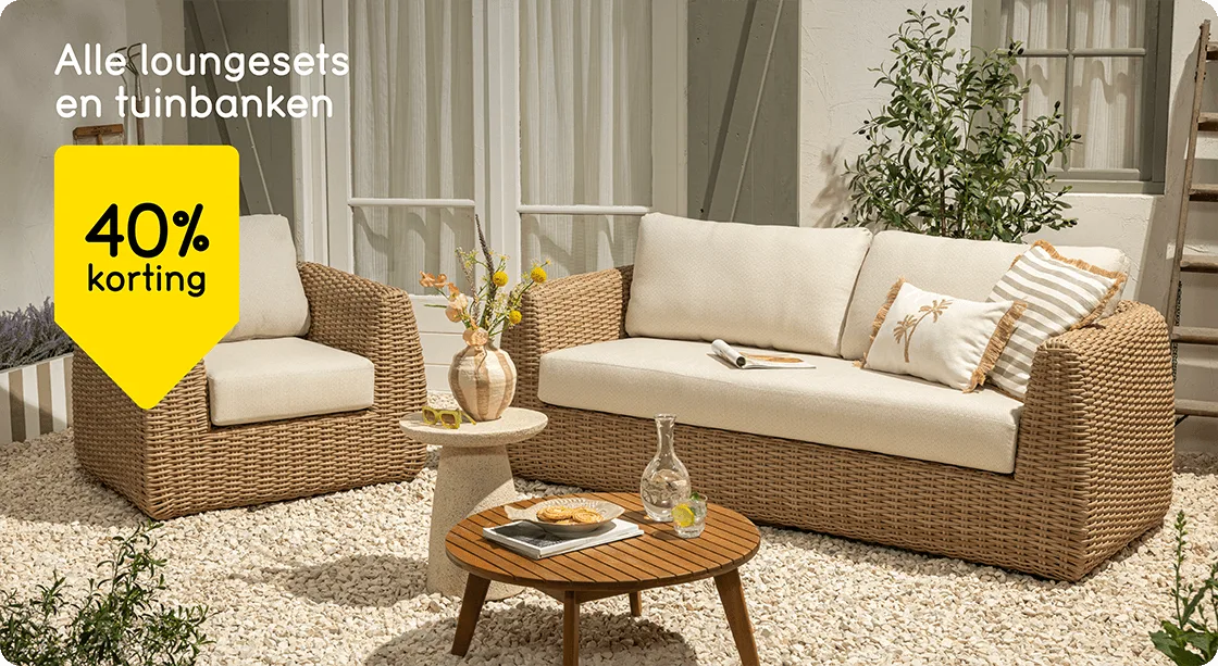 Alle loungesets en tuinbanken 40% korting