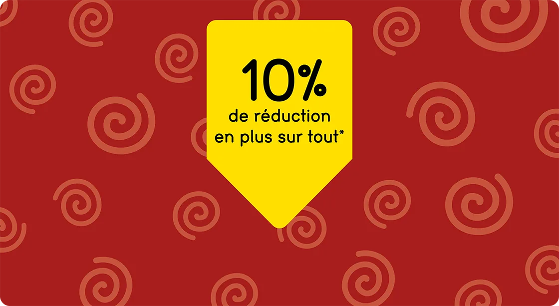 10% de réduction en plus sur tout