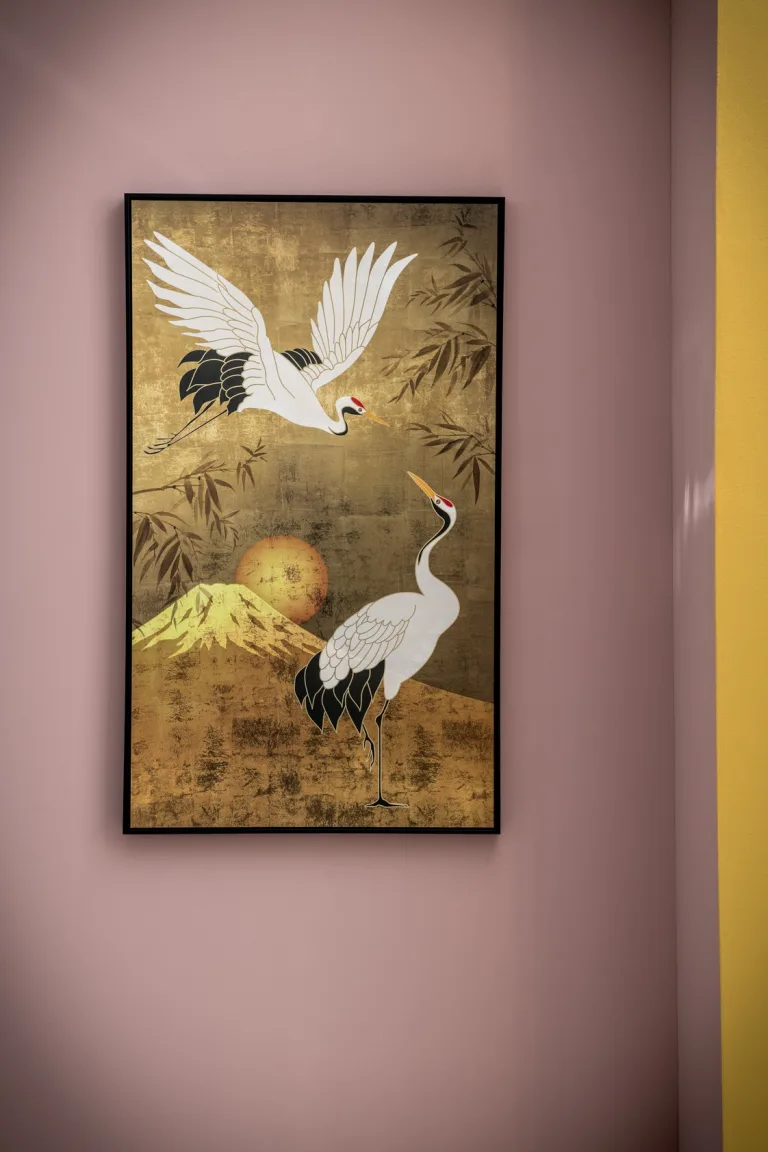 Schilderij Kraanvogel - multikleur - 118x70 cm
