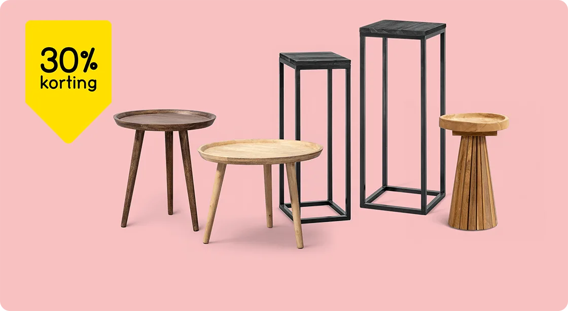 Diverse bijzettafels 30% korting
