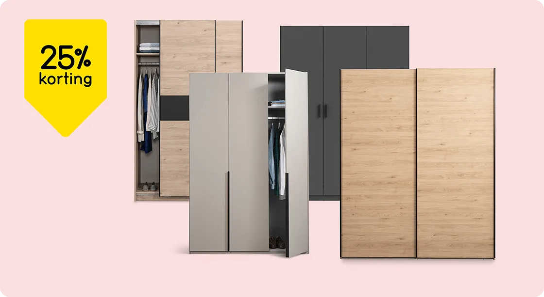 Alle kledingkasten 25% korting