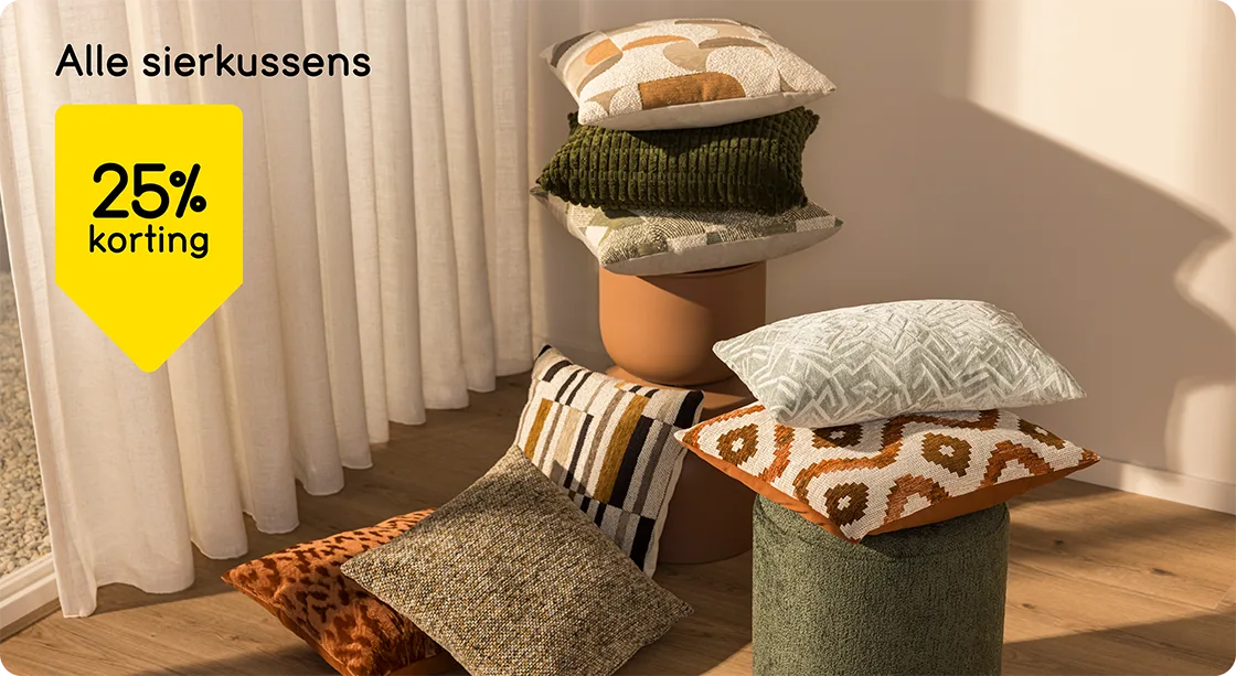 Alle sierkussens 25% korting