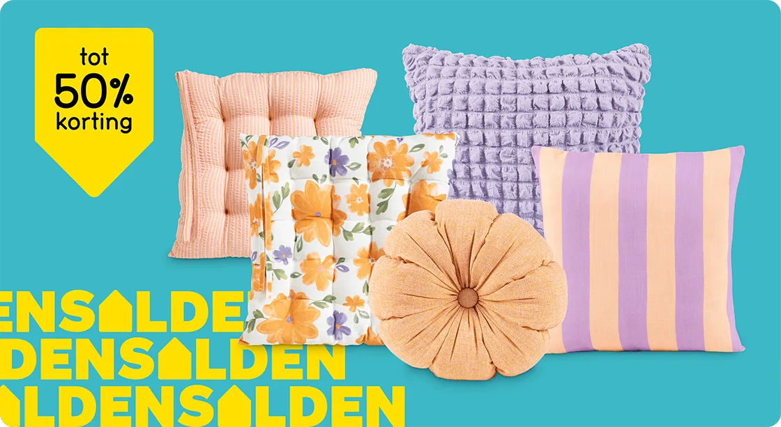 Alle sier-, zit-, matras- en woonkussens tot 50% korting