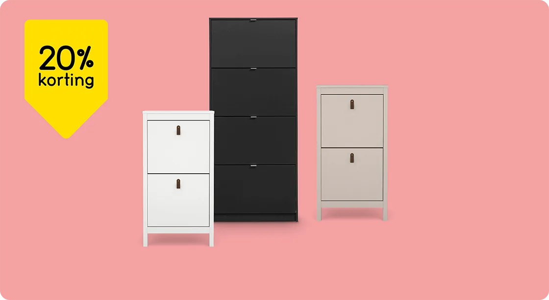 Alle schoenenkasten 20% korting