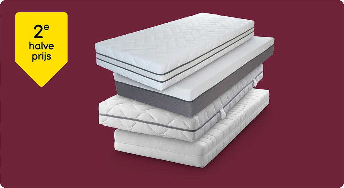 Alle matrassen 2e halve prijs*