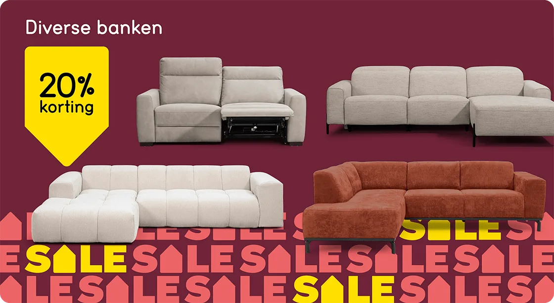 Bekijk diverse banken met 20% korting