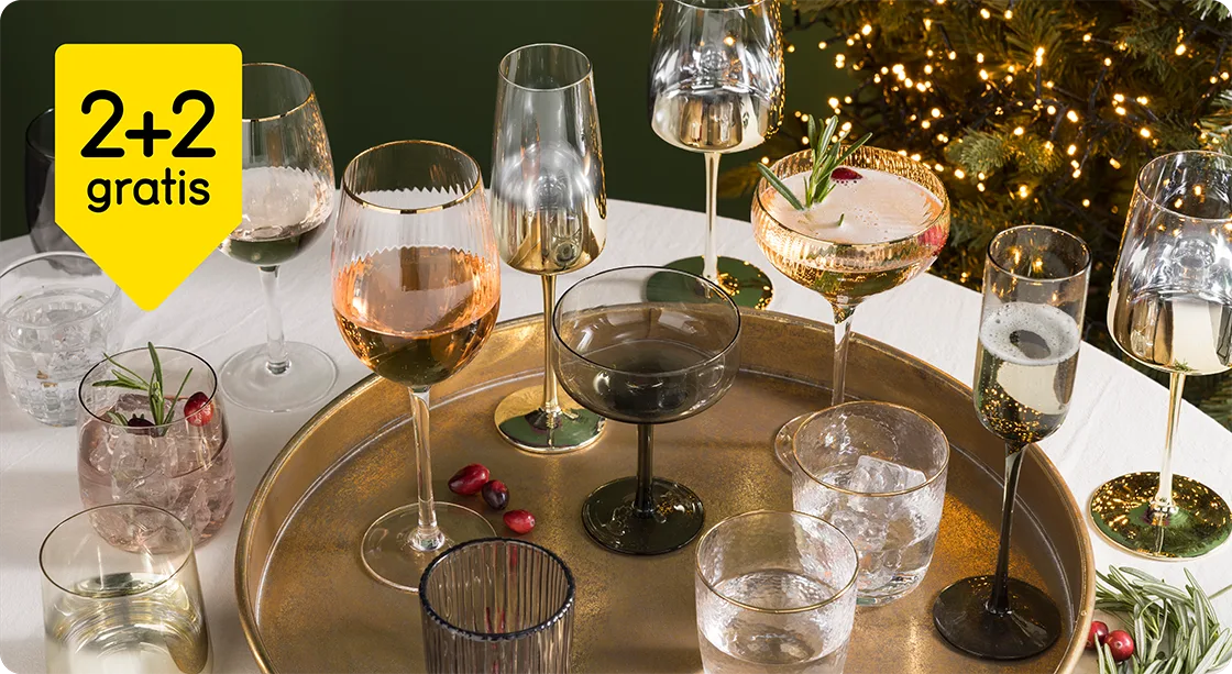 Alle glazen 2+2 gratis