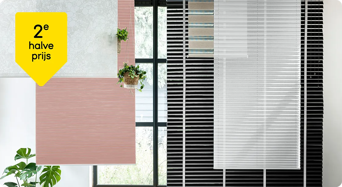 Alle Fenstr raamdecoratie op maat 2e halve prijs