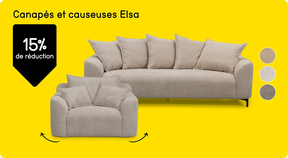 Canapés et causeuses Elsa 15% de réduction